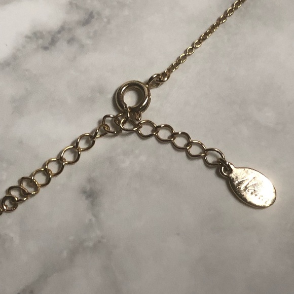 16 inch Delicate Gold-Tone Necklace, Circular Pendant with Small Sparkly Stones - Picture 9 of 13